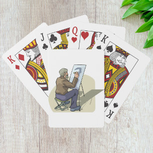 Künstler am Arbeitsplatz Spielkarten