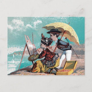 Künstler am Meer Postkarte