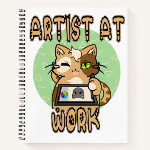 Künstler bei der Arbeit – niedliches Katzendesign Notizbuch