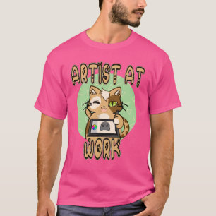 Künstler bei der Arbeit – niedliches Katzendesign T-Shirt