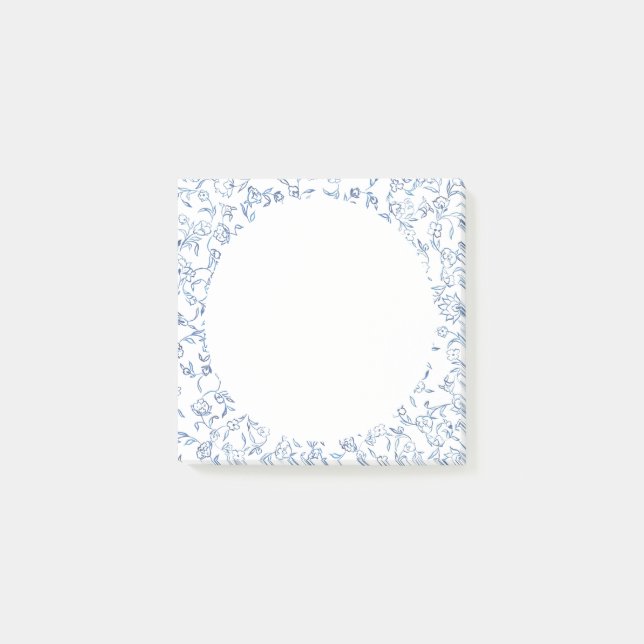 Künstler blau winziges Spalier Blumen Post-it Klebezettel (Vorderseite)