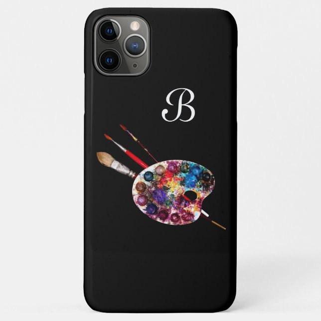 KÜNSTLER FARBPALETTE UND BRUSHER MONOGRAMM Black Case-Mate iPhone Hülle (Rückseite)