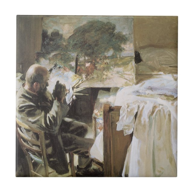 Künstler in Seinem Studio von John Singer Sargent Fliese (Vorderseite)