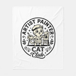 Künstler Maler Katze Lustige Katze Grafik - Künstl Fleecedecke
