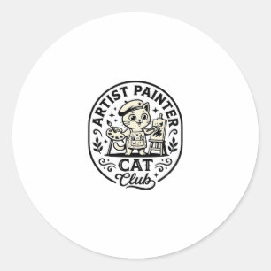 Künstler Maler Katze Lustige Katze Grafik - Künstl Runder Aufkleber
