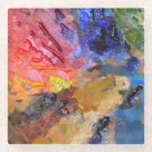 Künstler Malerpalette Farbige Farbe Glasuntersetzer