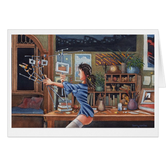 Künstler mit Perspektivmaschine (Vorderseite (Horizontal))