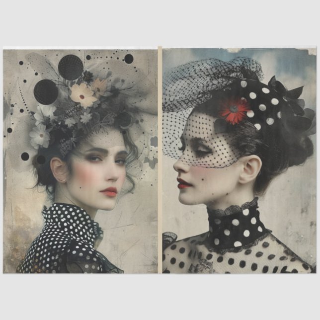 Künstler Mixed Media Schwarz-weiß Elfenbeinküste Seidenpapier (Vorderseite)