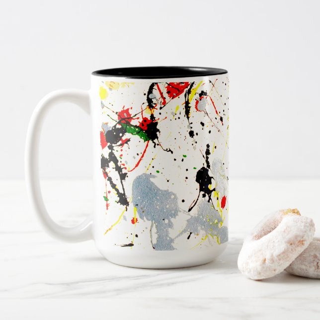 Künstler Paint Spritzer Zweifarbige Tasse (Mit Donut)