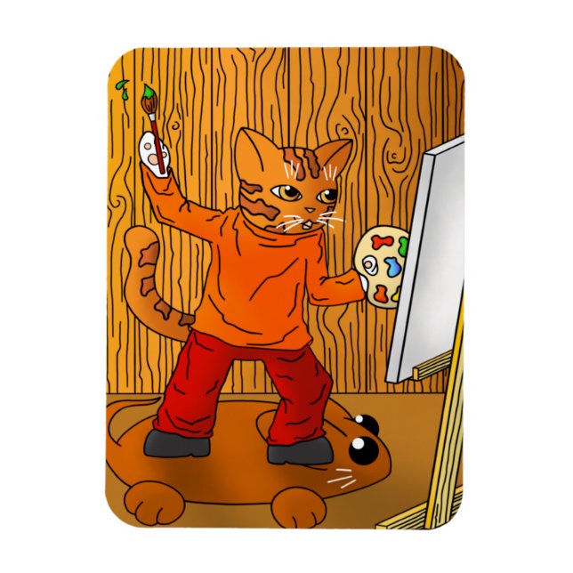 Künstler Painter Cat Magnet (Vertikal)