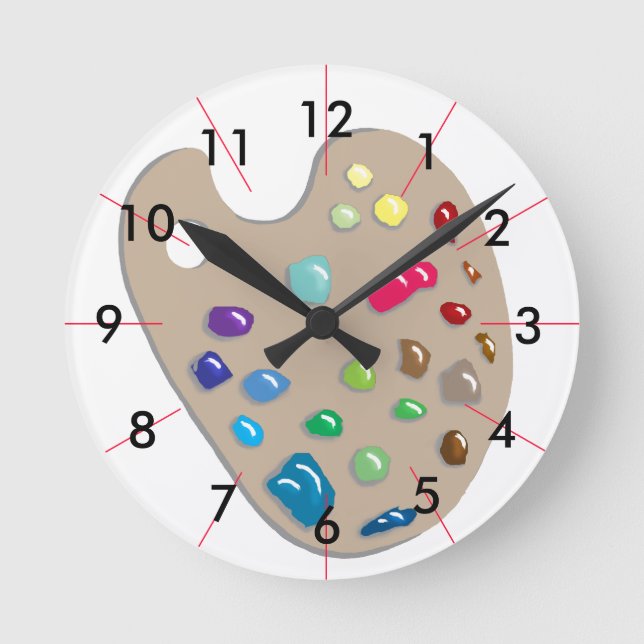 Künstler-Paletten-Malerei-Studio CricketDiane Runde Wanduhr (Vorderseite)