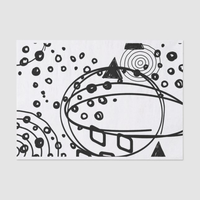 Künstler Schwarz-weiße große Doodle Muster Textur Seidenpapier (Vorderseite)