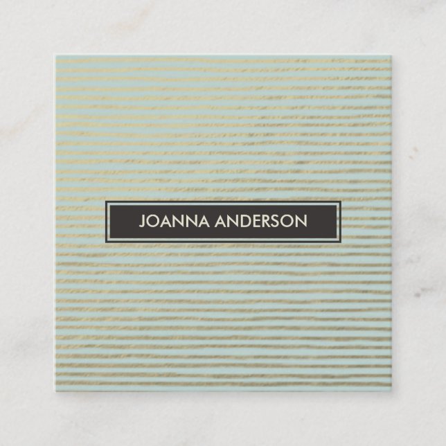KÜNSTLER SILVER AQUA SKETCH STRIPED LINE PATTER QUADRATISCHE VISITENKARTE (Vorderseite)