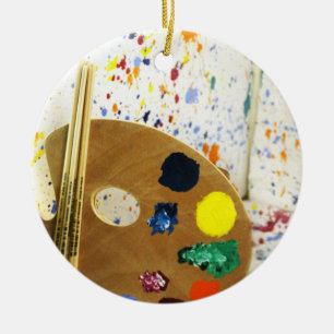 Künstler Spritzflecken und Farbpalette Keramikornament