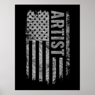 Künstler USA-Flagge Distressed-Design Poster