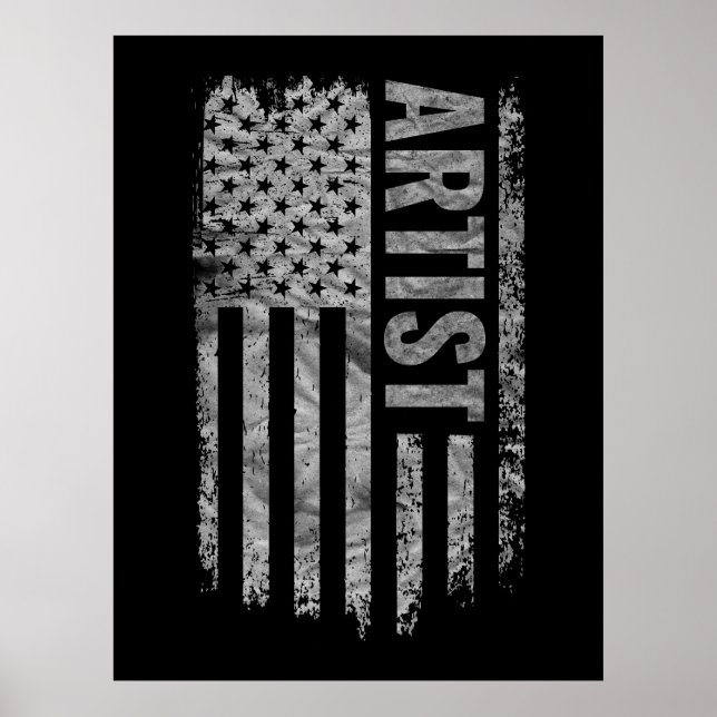 Künstler USA-Flagge Distressed-Design Poster (Vorne)