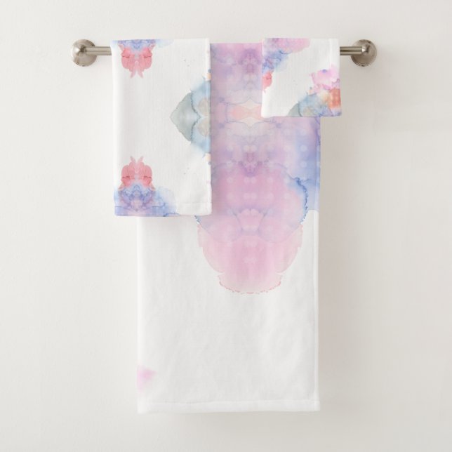 Künstlerblau und rosa Wasserfarbe Badhandtuch Set (Insitu)