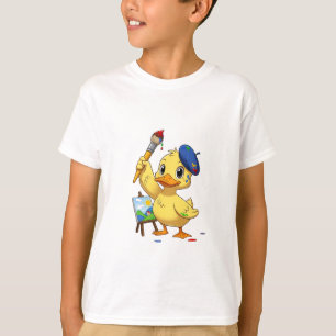 Künstlerente malt auf Staffelei Kinder T-Shirt
