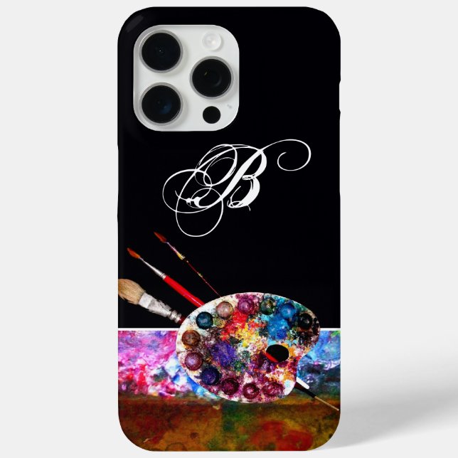KÜNSTLERFARBE PALETTE, BRUSHEN, MONOGRAMM Black Case-Mate iPhone Hülle (Rückseite)