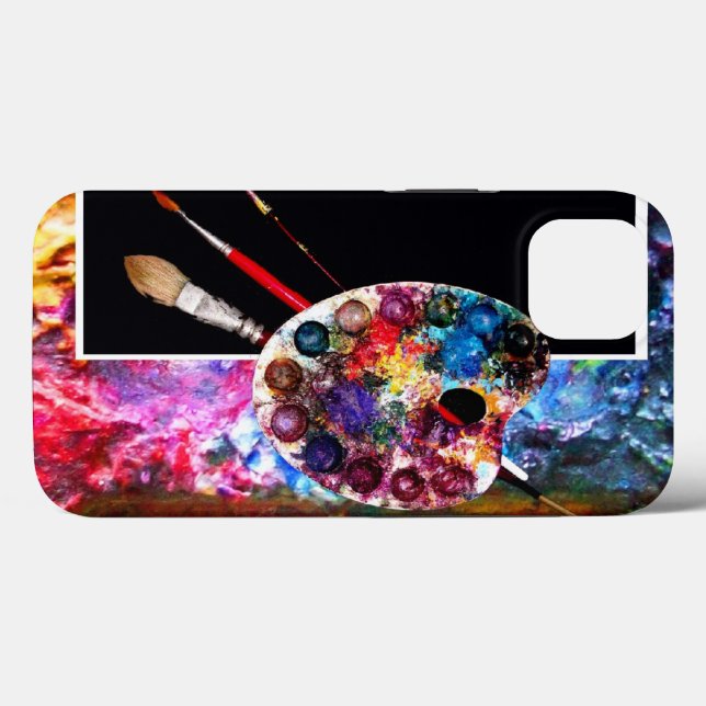 KÜNSTLERFARBPALETTE UND BRUSCHEN, schwarz Case-Mate iPhone Hülle (Rückseite (Horizontal))