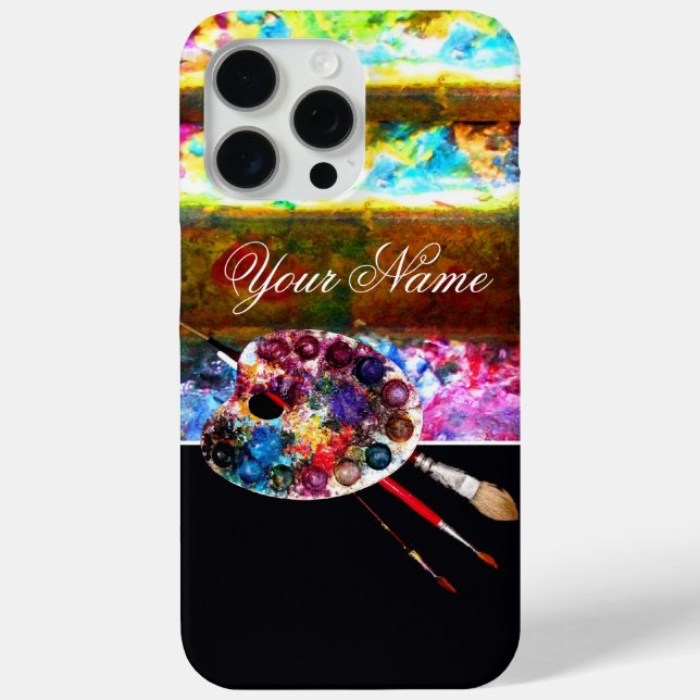 KÜNSTLERFARBPALETTE UND BRUSCHEN, schwarz iPhone 15 Pro Max Hülle (Rückseite)