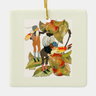 Künstlerfeen malen Früchte Keramikornament