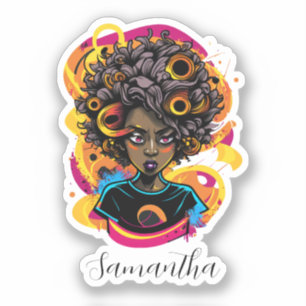 Künstlerin Afro Woman Aufkleber
