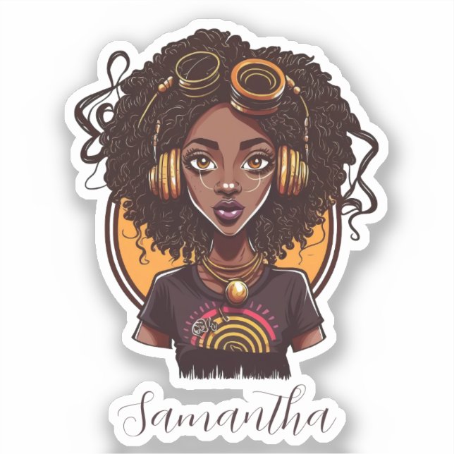 Künstlerin Afro Woman Aufkleber (Vorderseite)