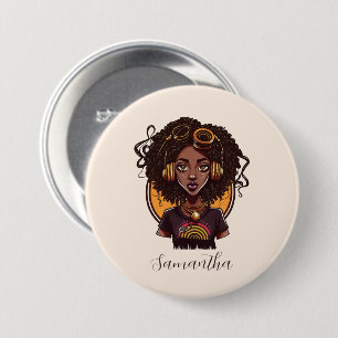Künstlerin Afro Woman Button