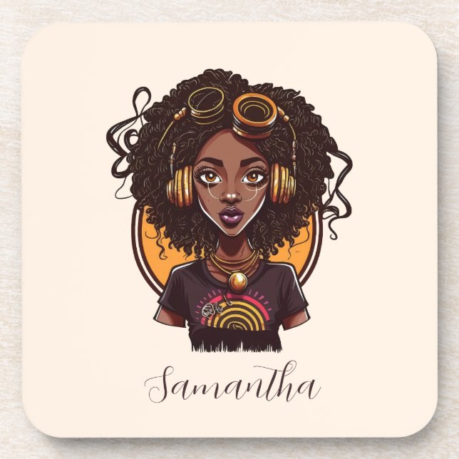Künstlerin Afro Woman Getränkeuntersetzer (Vorderseite)