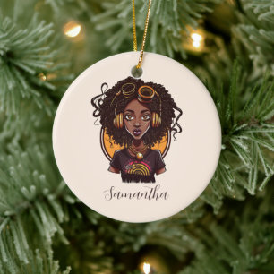 Künstlerin Afro Woman Keramik Ornament