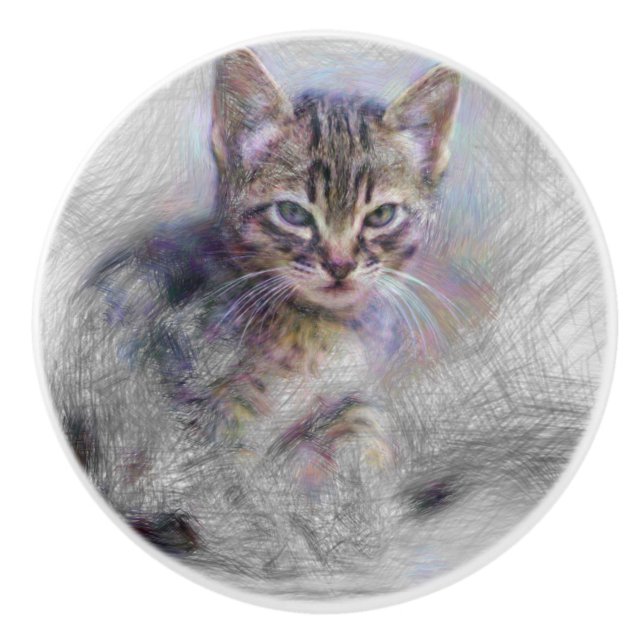 Künstlerin Kitten Keramikknauf (Vorderseite)