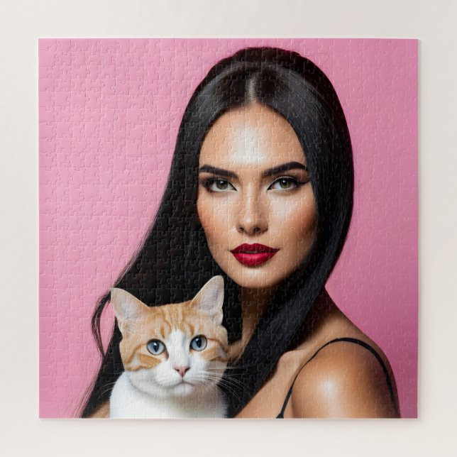 Künstlerin mit Katze (Vertikal)