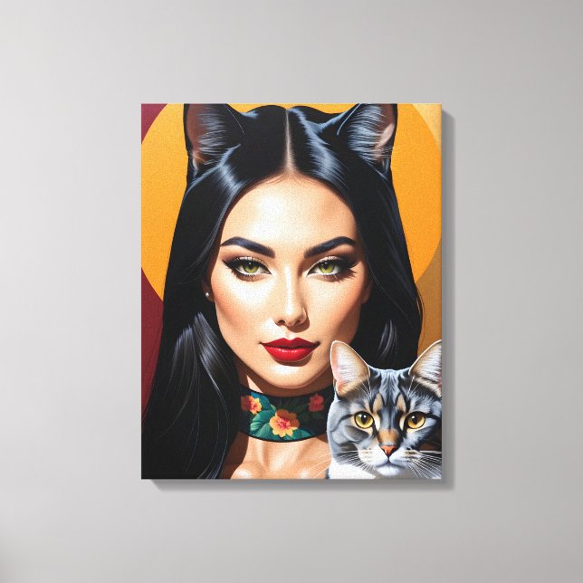 Künstlerin mit Katze Leinwanddruck (Vorderseite)