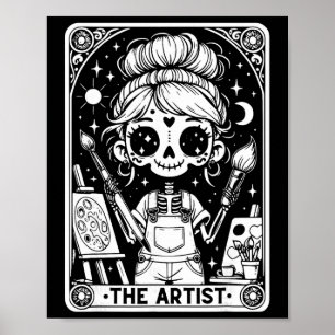 Künstlerin Tarotkarte Skelett Maler Kunstlehrer Wi Poster