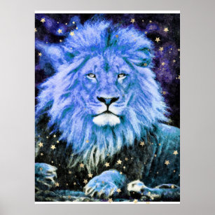 *~* Künstlerisch AP23 Artistic Celestial Blue LION Poster