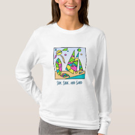 Künstlerisch Beach Motif Langschläfer T - Shirt