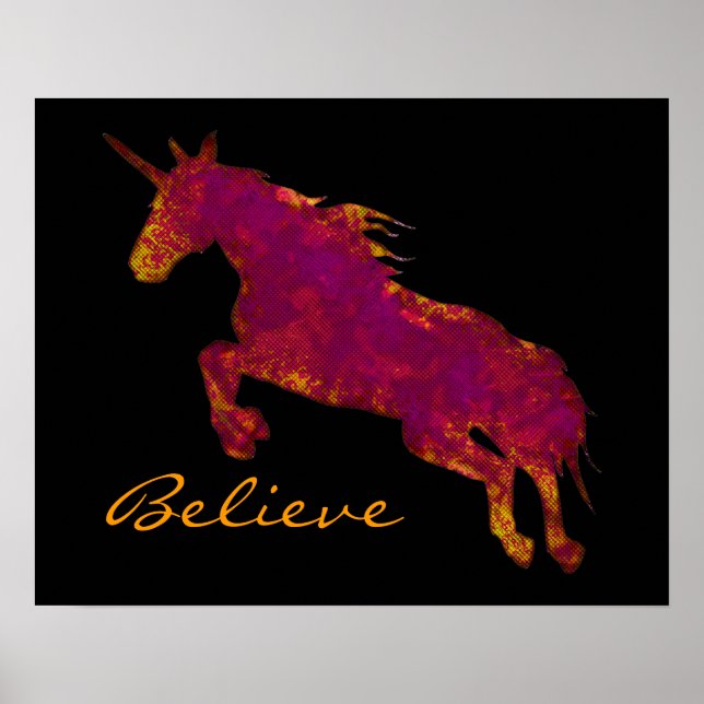 Künstlerisch bemalt Einhorn mit glaubwürdigem Text Poster (Vorne)