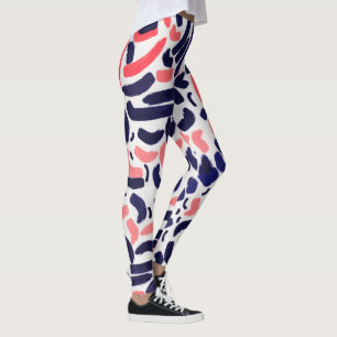 Künstlerisch Blau und Orange Akrylus geschliffenes Leggings