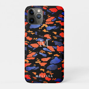 Künstlerisch Blau und Orange   Monogram & Your Nam Case-Mate iPhone Hülle