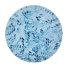 Künstlerisch Blaues Mosaik Blüten Glas Schneidbret