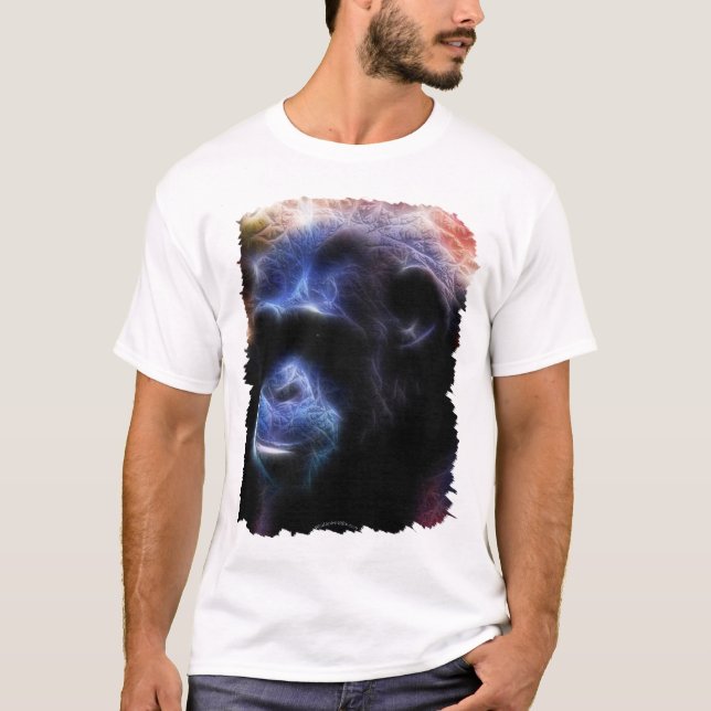 Künstlerisch Blue Chimpanze Portrait T - Shirt (Vorderseite)