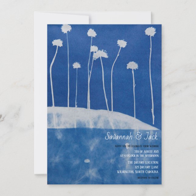 Künstlerisch Blue Einzigartige Hochzeitseinladung Einladung (Vorderseite)