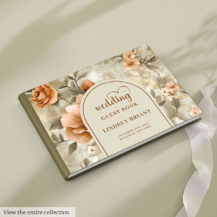 Künstlerisch Boho verbranntes Orange Beige Oliven Gästebuch