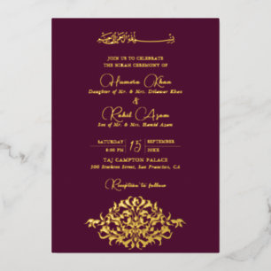 Künstlerisch Botanisch Floral Paisley Muslimische Folieneinladung