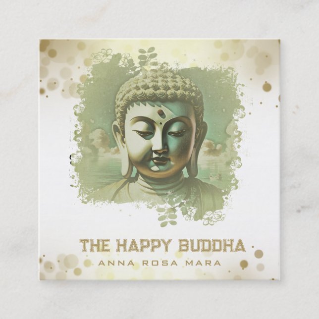 *~* Künstlerisch Buddha QR AP33 QR Logo Grün Quadratische Visitenkarte (Vorderseite)