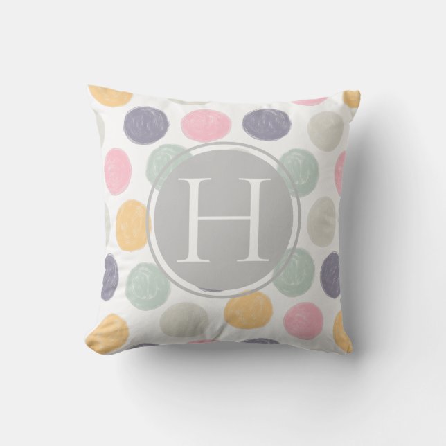künstlerisch bunt pastellfarben monogramm kissen (Vorderseite)