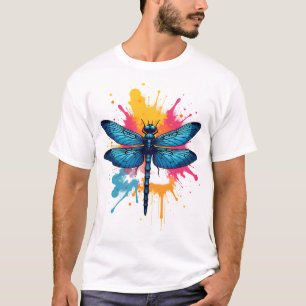 Künstlerisch bunte Pop-Art bemalte Libelle T-Shirt