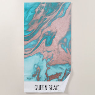 Künstlerisch Chic Rose Gold Aqua Mint Blaues Marmo Strandtuch