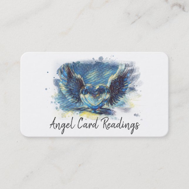 *~* Künstlerisch Denim BLUE Herzengel Wings AP78 Q Visitenkarte (Vorderseite)